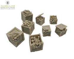 Alien Lab Miniatures Box Broken Skulls [8szt] 28/32mm - Skrzynie z czaszkami