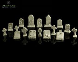 Alien Lab Miniatures SC016 Gravestones [16szt] 28mm - Nagrobki