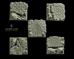 Alien Lab Miniatures SB011 Hell Ruins Square Bases [5szt] 25mm - Podstawka kwadratowa