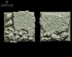 Alien Lab Miniatures SB012 Hell Ruins Square Bases [2szt] 40mm - Podstawka kwadratowa