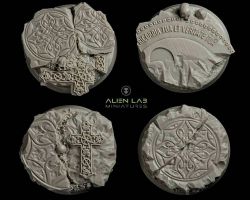 Alien Lab Miniatures Temple Ruins Round Bases [4szt] 32mm - Podstawka okrągła