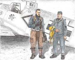 CMK F72369 Bf 109E ace A. Galland and Mechanic (2 figurki) 1:72