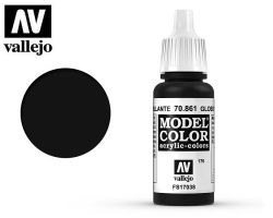 Vallejo 70861 Glossy Black (MC170) 17ml - Farba Akrylowa