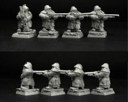 Scibor 28FM0322 Dwarves Gunners Standing [4 figurki] 28mm - Krasnoludzcy strzelcy