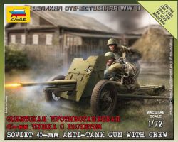 Zvezda 6112 Soviet 45mm Anti-Tank Gun w/Crew 1:72 Art of Tactic